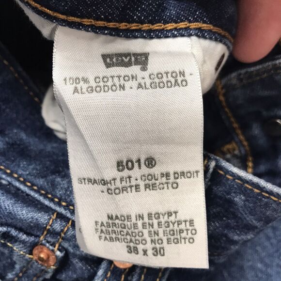 LEVIS 501 Jeans Men 36x28 (38/30 tag) Acid Fading Button Fly Denim Blue - Picture 7 of 15